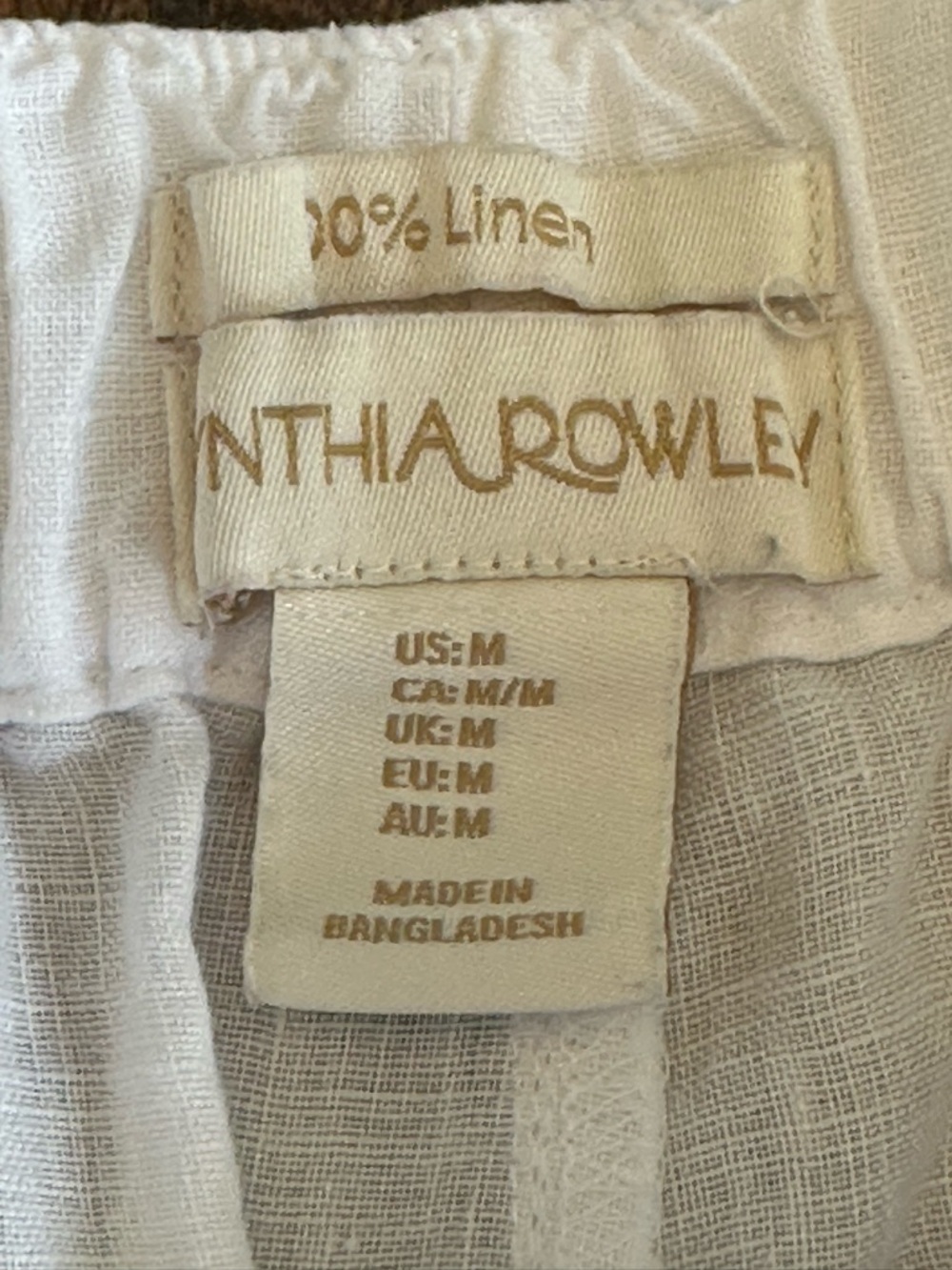 Cynthia Rowley | White 100% Linen Wide Leg Cropped Pants, Size M - Picture 5 of 8